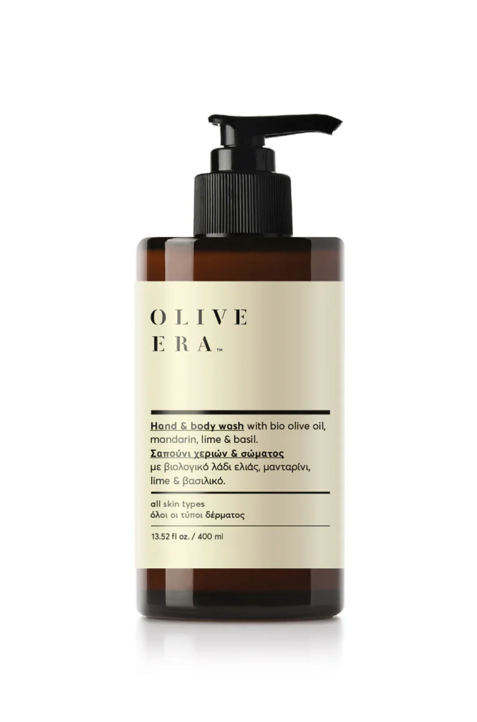 Hand & Body wash met bio-olijfolie, mandarijn, limoen & basilicum